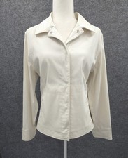 Walter Genuin Golf Jacket Womens 44 Italy US 14 Snap Front Pockets Lined White