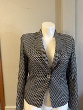 Jones New York Collection Blue White Chevron Blazer Jacket Single-Breasted 10