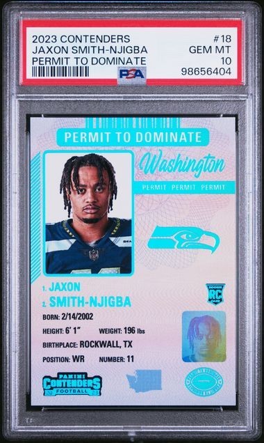 Jaxon Smith-Njigba Panini Contenders Permit to Dominate #18 Base