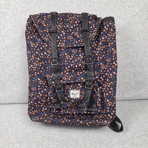 Herschel Backpack Black Floral Goth Laptop Compartment Women School Travel Bag 