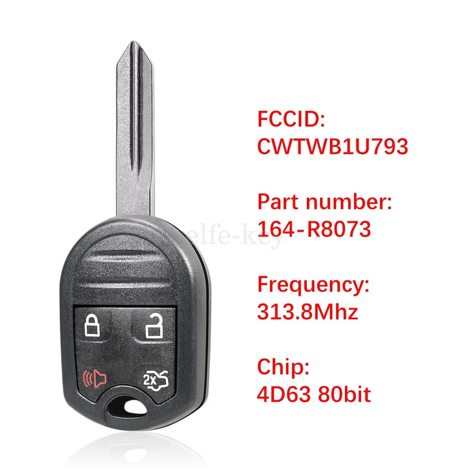 10X Para 2010 2011 2012 2013 2014 Ford Mustang Taurus Control Remoto Sin Llave Llavero Coche Foto 3 de 4