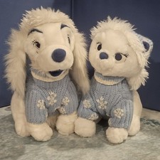 Disney Store Marie  Lady Winter Plush Pair Blue Sweaters Aristocats Lady Tramp