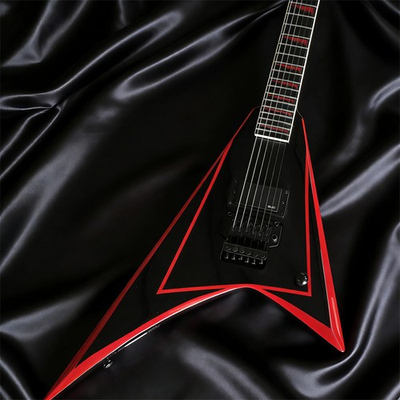 #ad New Black Electric Guitar Alexi Laiho Red Inlay H H Pickup Double Tremolo Bridge $289.89