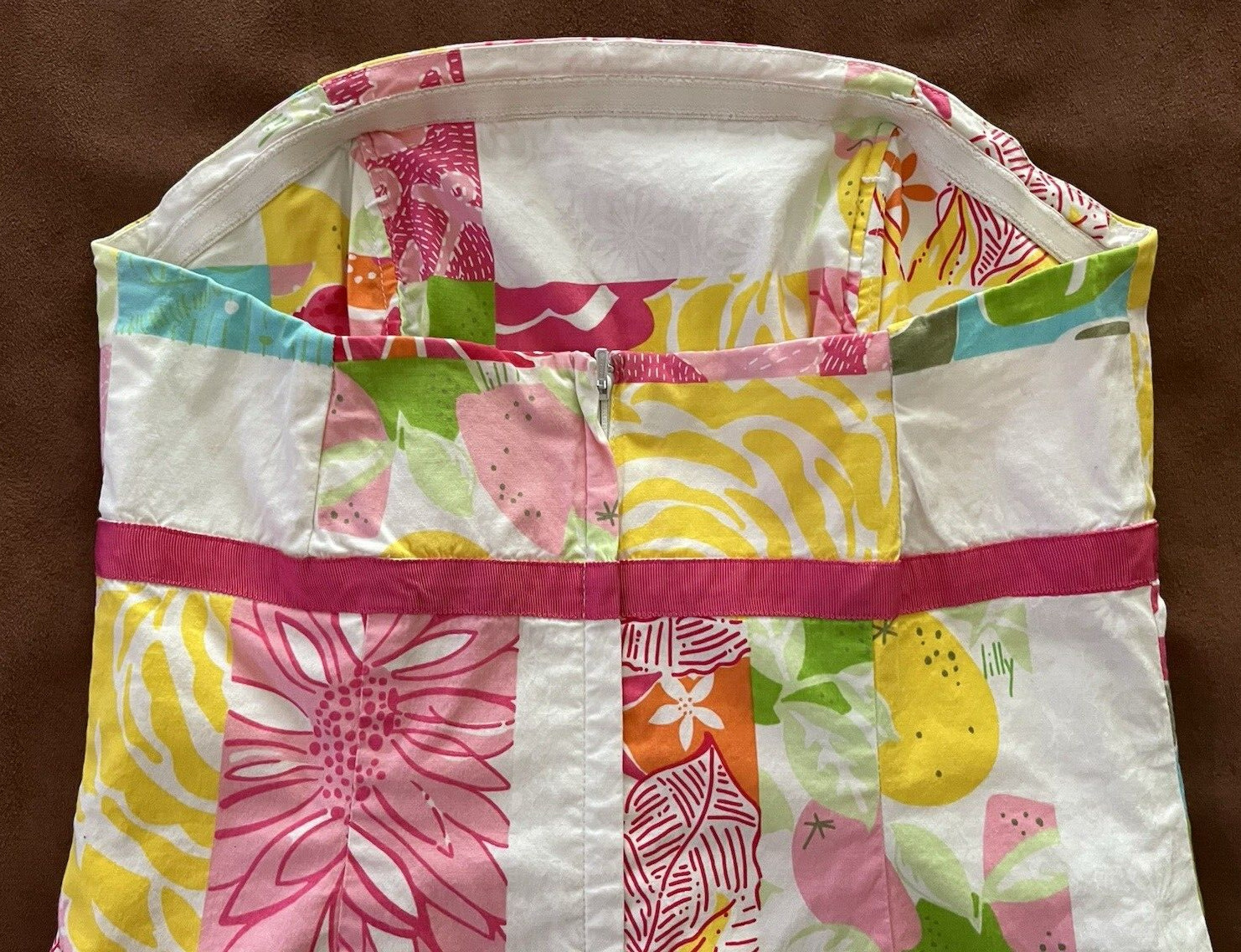 LILLY PULITZER Patchwork Strapless Multicolor Flo… - image 8