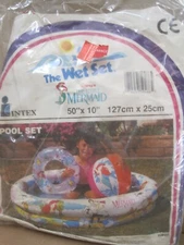 1999 Intex The Wet Set The Little Mermaid 50" x 10" Pool  20" Ball & 20" Ring