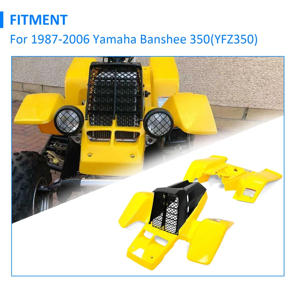 Fit Yamaha Banshee Fenders + Gas Tank Plastics + Radiator Grille Yellow& Black Foto 2 de 4