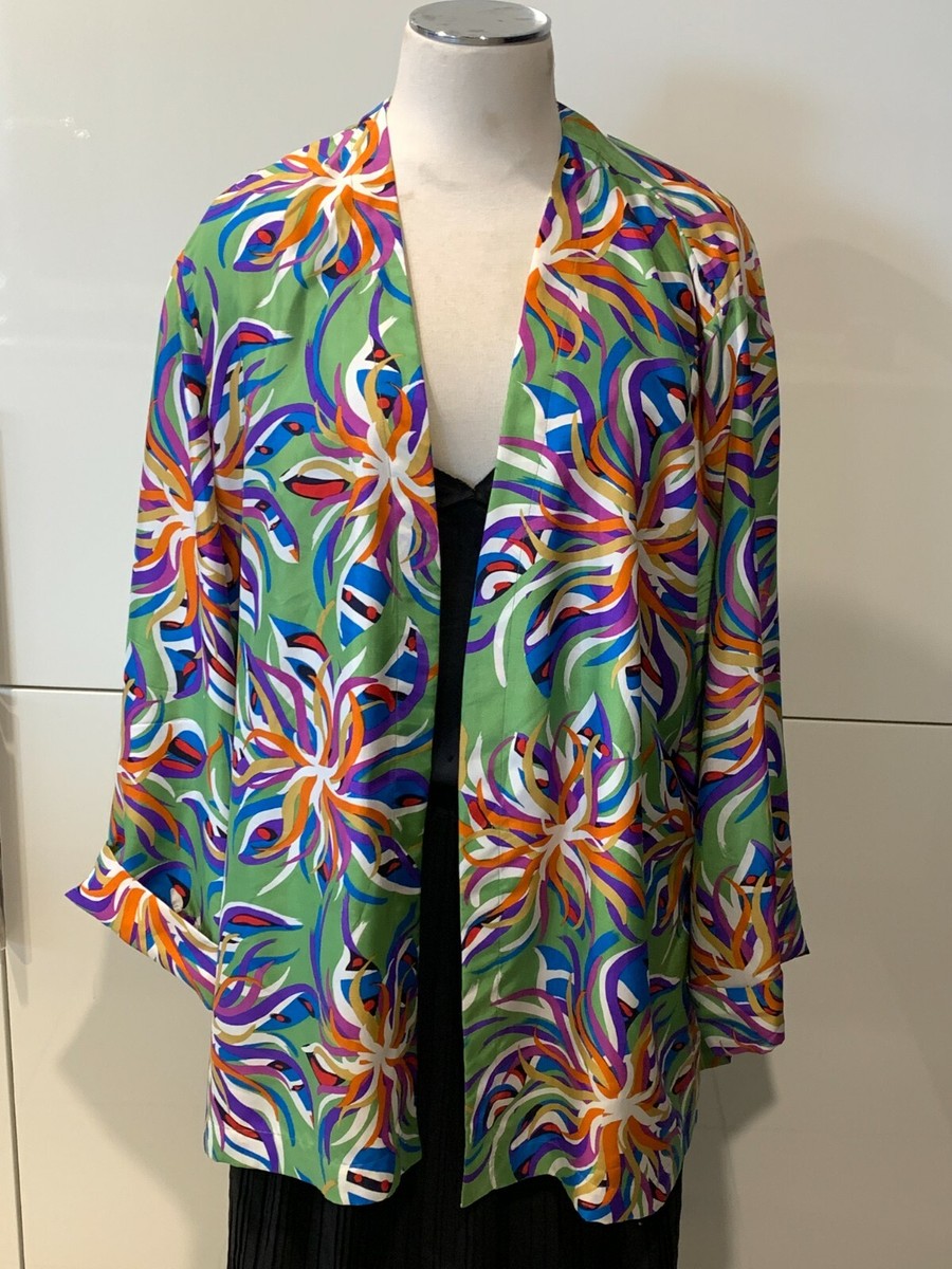 MISSONI Donna Italy 100% Silk Brights Print Kimono Jacket,Shirt