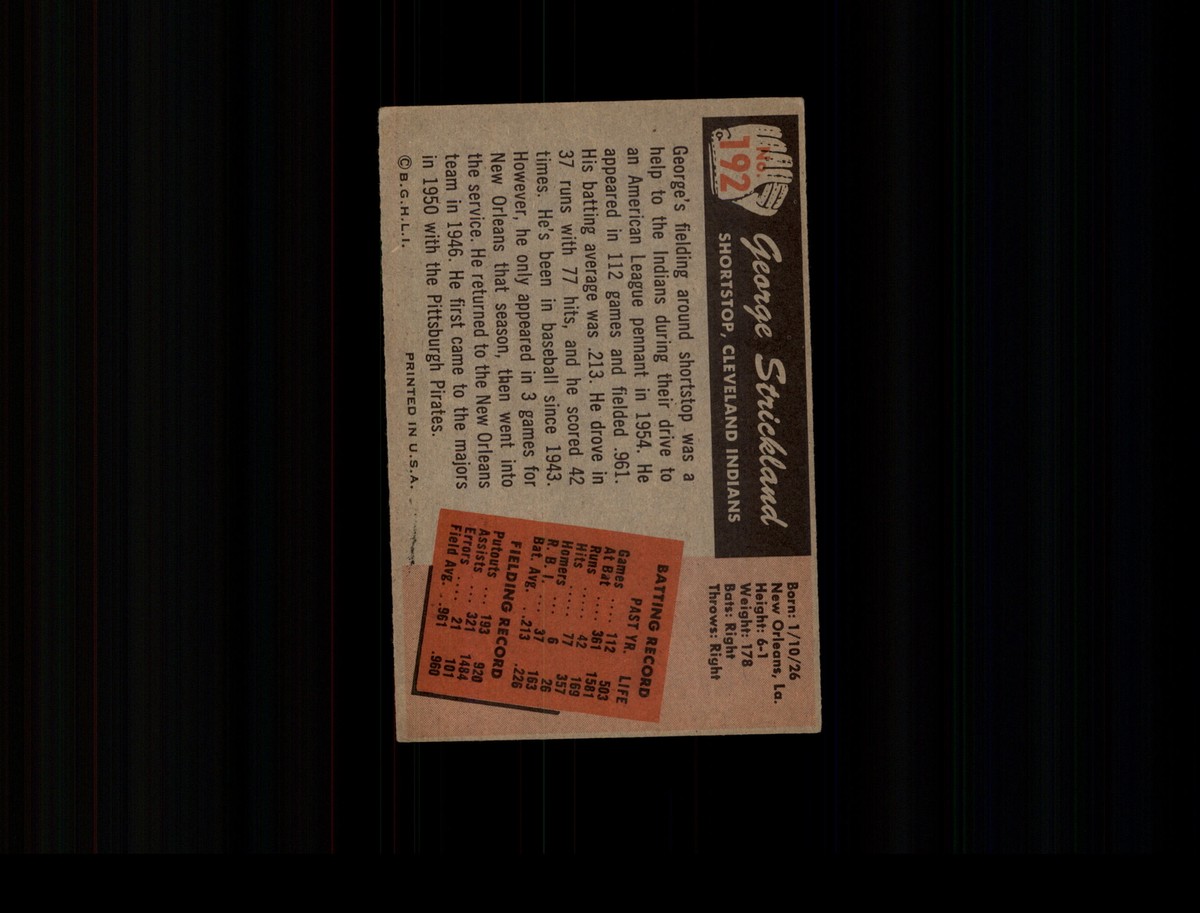 1955 Bowman 192 George Strickland VG #D508895 | eBay 1955 Bowman 192 George Strickland VG #D508895 | eBay