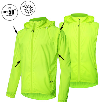 Herren-Radsport-Laufjacken Leicht Abnehmbar Reflektierend Winddicht Sonnenschutz