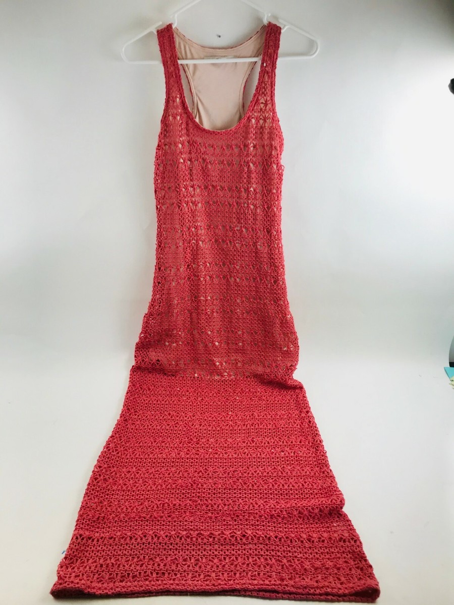 lauren conrad red lace dress Lauren Conrad Dress Size Small Pink Sexy Long Dress Sleeveles Scoop Neck  Knitted