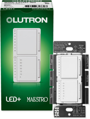 LED Dual Dimmer and Timer Switch for Lights or Fans, 75-Watt, Single-Pole, White