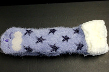 1 Pairs Woman's Lurex Critter Slipper Sock L/LX 8-10 White Non Skids soft 1