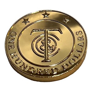 Authentic Tiffany & Co. $100 Tiffany Gold Plated Money Coin with Tiffany bag