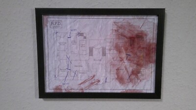 Resident Evil RPD REMAKE Karte Print Poster Bild im Rahmen mit Glasscheibe! NEU!