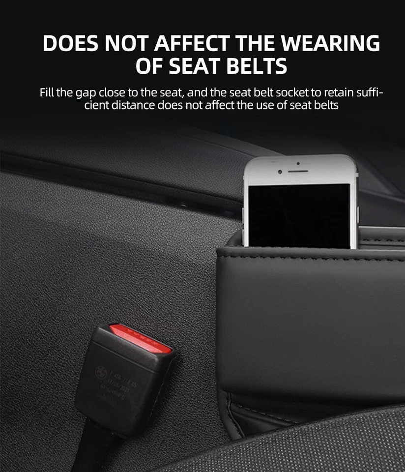 Car Seat Gap Storage Bag Crevice Box PU Leather Console Side Organizer Holder - Image 4 of 4