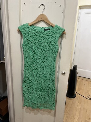 RALPH LAUREN Crochet Lace green dress 0P Petite | eBay