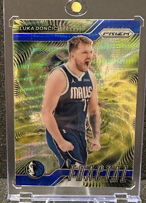 Luka Doncic 2024-25 Panini Prizm Blue Wave Fractal #4 44/175 Mavericks