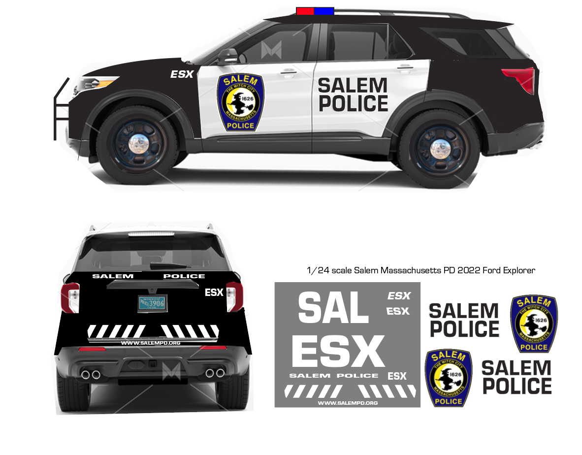 Set Decalcomanie Scala 1:24 - Polizia Lancaster PA Per Motormax Explorer '15-'22 - PDS