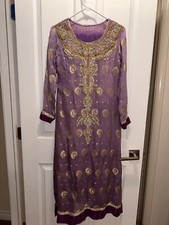 NEW Pakistani Indian Shalwar Kameez Dress Outfit Women Size SMALL Party Eid Suit