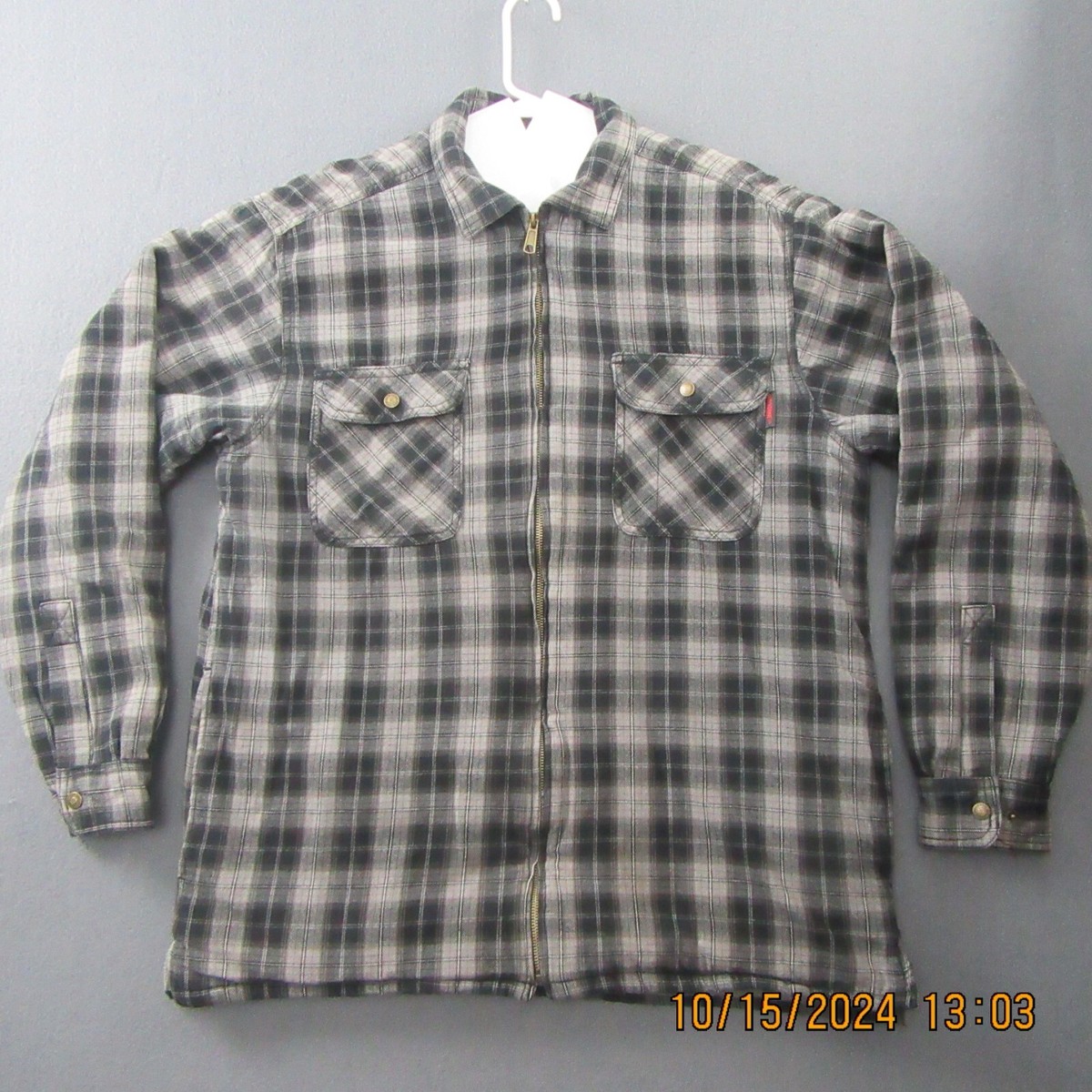 Wolverine Flannel Shacket Men's L Black Gray Plaid Sherpa Lined