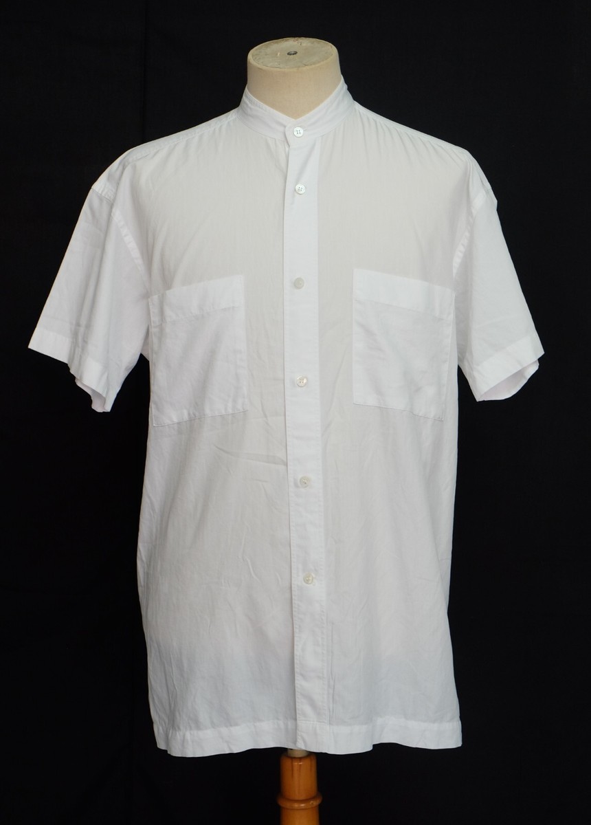 Vintage 90s ISSEY MIYAKE Design Studio Collarless White Cotton 