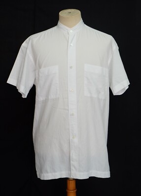 Vintage 90s ISSEY MIYAKE Design Studio Collarless White Cotton 