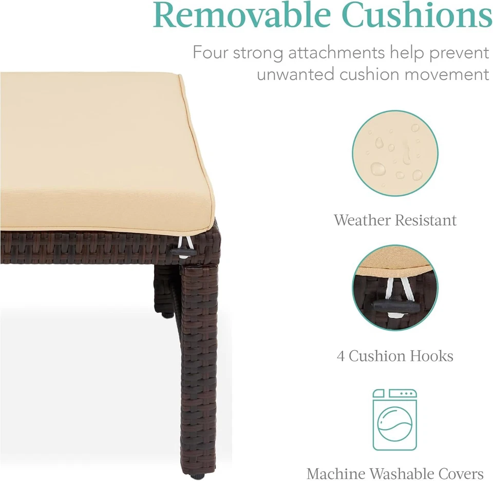 Best Choice Products conjunto de 2 produtos otomanos de vime, móveis multiuso para área externa - Imagem 4 de 4