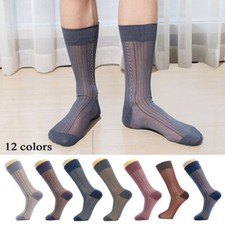 1 Pairs Mens Ultra Thin Dress Socks Silk Sheer Business Socks Soft Nylon Work  