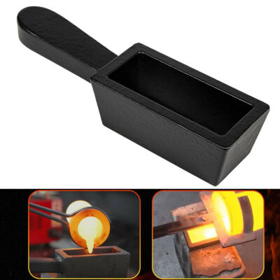 25 oz Cast Iron Loaf Bar Ingot Mold w/ Handle Melting Gold Silver Copper Scrap