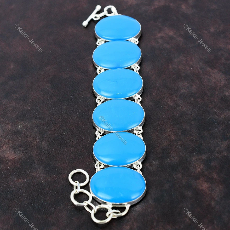 Pulsera turquesa de la Bella Durmiente de plata de ley 925 con piedras preciosas joya ajustable Foto 3 de 4