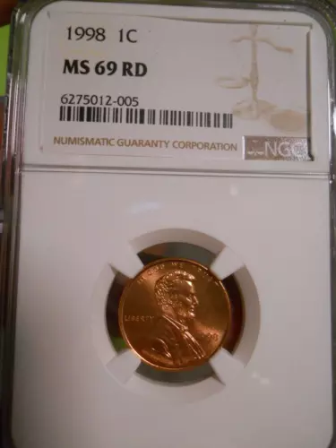1998 Lincoln Cent NGC MS69 RED RARE Top POP 22/0  RD