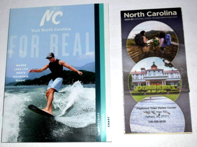 ''NC - VISIT NORTH CAROLINA,'' Travel Guide, Map and Two Cards, Brand New