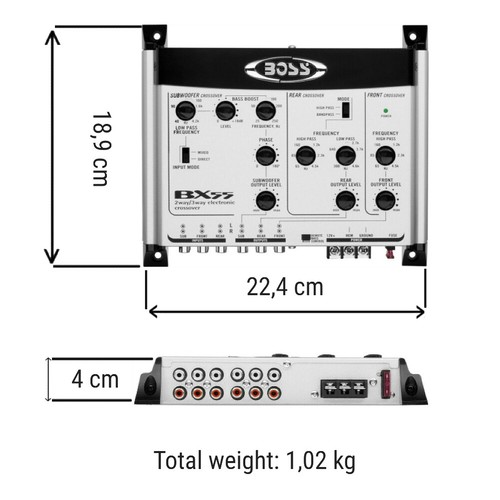 1 BOSS AUDIO SYSTEMS BX55 crossover a 2/3 vie front/rear/subwoofer per auto car - Imagen 7 de 8