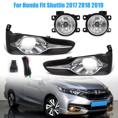 Front Fog Light Fog Lamp Cover +Wiring Kit For Honda Fit Shuttle 2017 2018 2019