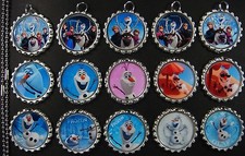 15 Frozen SILVER Flat Bottle Cap Necklaces Set 12