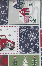 Christmas Holiday Patchwork PEVA Vinyl Flannel Backed Various Size Tablecloth