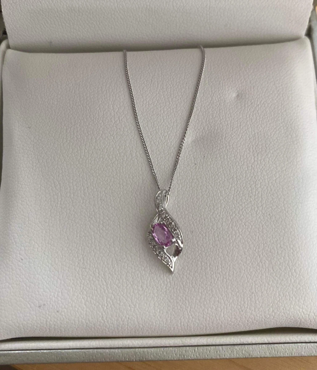Silver necklace with shop pink stone