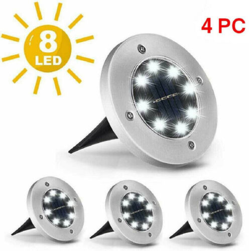 8 LED Solar Power Ground Lights Floor Decking Outdoor Garden Lawn Path Lamp