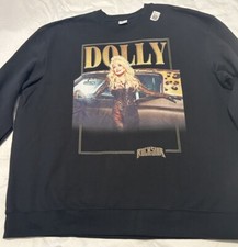 NWT Dolly Parton Rockstar Sweatshirt/ Black/Crew Neck/Long Sleeves/Sz 2XL