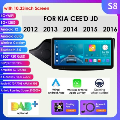 For KIA CEED JD 2012-2016 Android10.33'' Car Carplay Radio GPS Navi WiFi 8+128GB