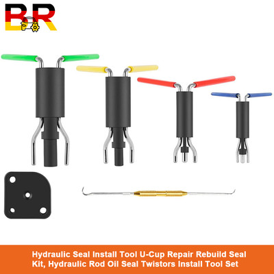 6Pc Hydraulic Cylinder Seal Kit U-Cup Twistor Install Tool-Rod Seal Install Tool
