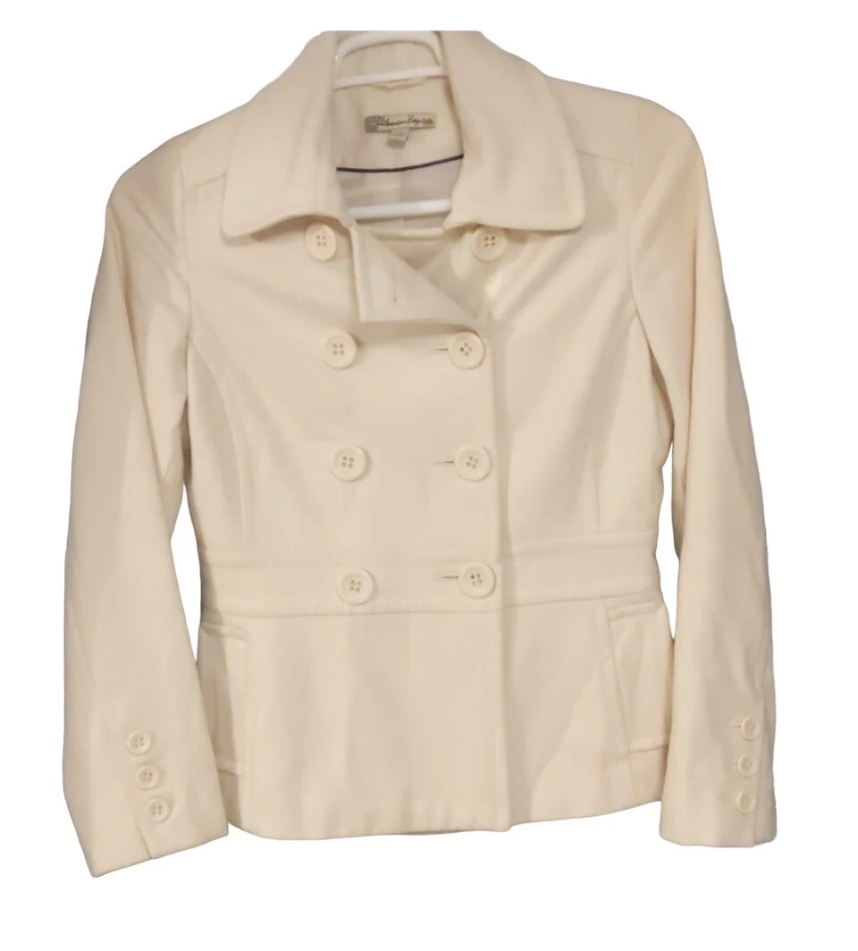 OFF WHITE Cappotto American Rag taglia piccolo colore bianco doppio petto.