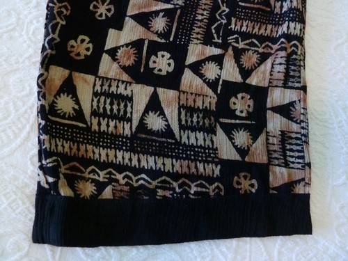 Pantaloni nuovi con etichette MISSION CANYON Rayon neri e oro boho art-to-wear gamba intera alti OS - Foto 9 di 9