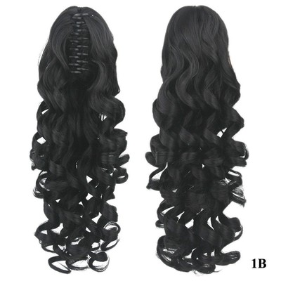 24 Women Long Curly Wave Hair Extensions Hairpieces Ponytail Clip