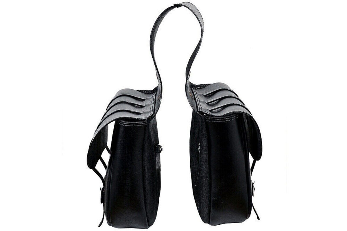 Sacoche De Selle Cheval En Cuir Véritable - Simple - Noir - Western