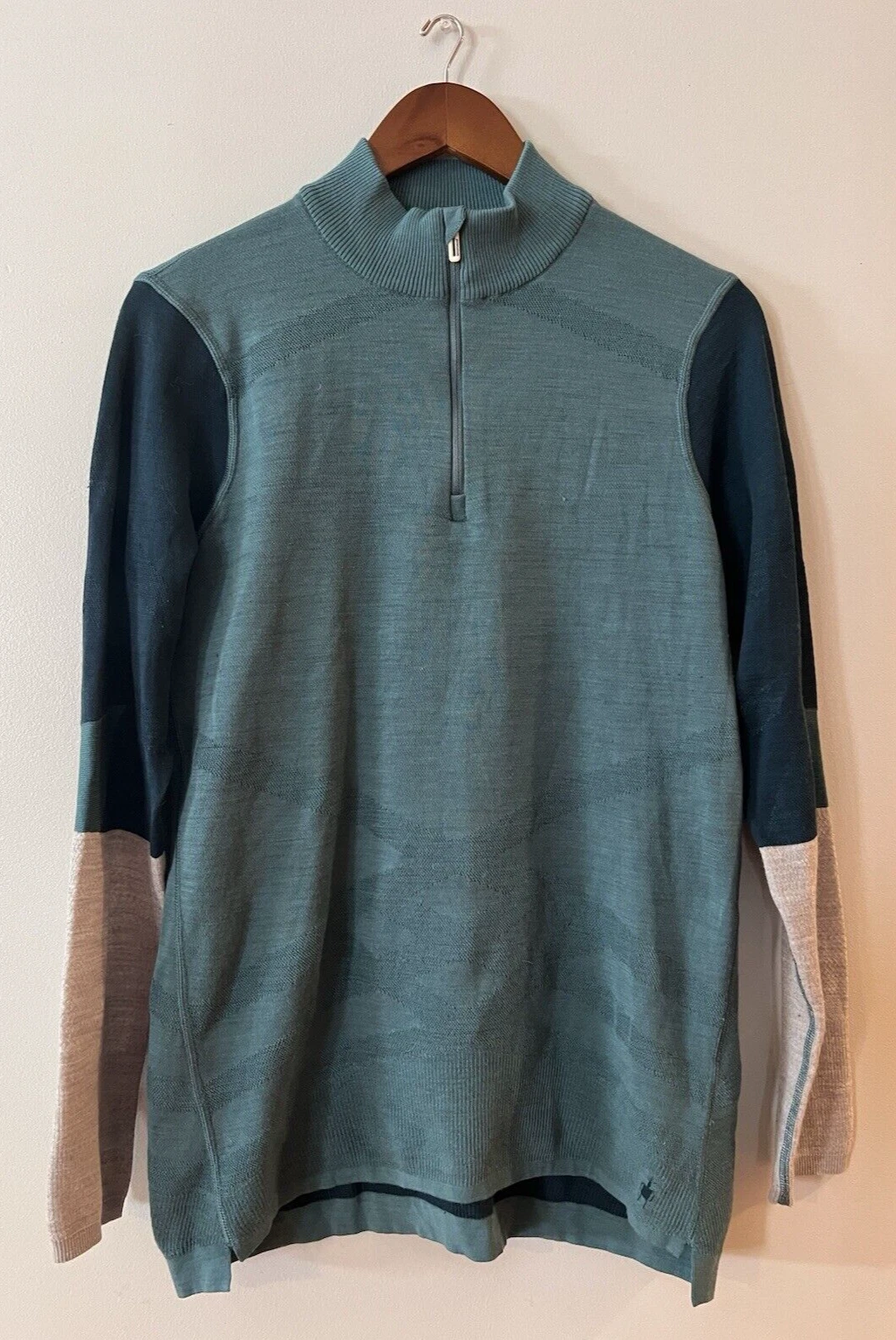 SMARTWOOL Ws Intraknit Merino 200 Colorblock 1/4 Zip Sweater Baselayer Top Shirt