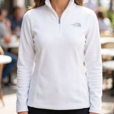 The North Face Womens TKA 100 1/4 Zip Fleece Pullover White Mock Neck 4846