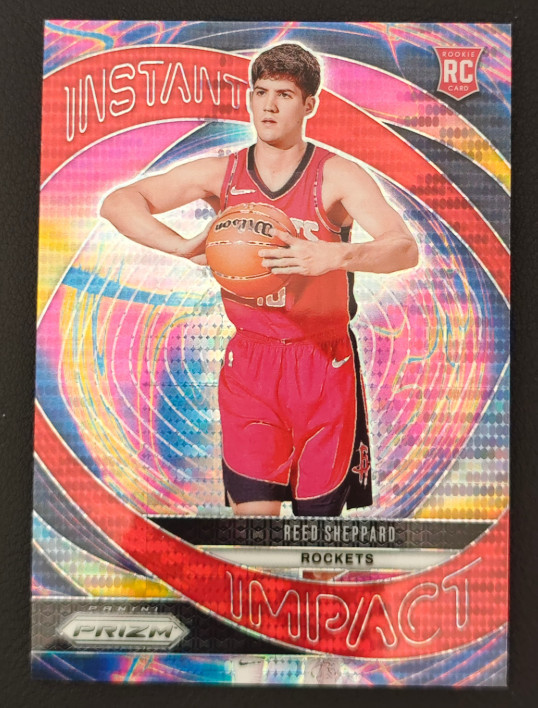 Reed Sheppard 2024-25 Panini Prizm 51/75 Red Pulsar Instant Impact RC #24