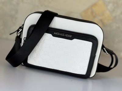 MICHAEL KORS ブラック ホワイトボストンバッグ MICHAEL KORS（マイケルコース） ボストンバッグ COOPER ぺブルレザー