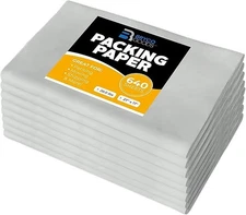 Bryco Goods Packing Paper Sheets for Moving - 20lb - 640 27" x 17", White 